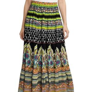 Soft Surroundings Summer Nights Maxi Skirt Boho Multi Pattern Beaded Small 29"